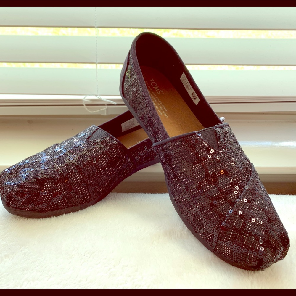 TOMS Black Sequin Women's 9 - Worn Once!